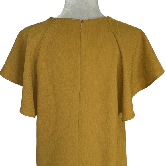 Zara Mustard Yellow Flutter Sleeve Shift Mini Dress - S - Picture 6 of 8